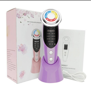 Cross-border Explosions Red and Blue Light Import Warm Inlet Instrument 7 Mode EMS Ultrasonic Face Larticle Tight Beauty Instrument