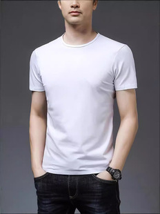 Summer New Short-sleeved Solid Color T-shirt Men's Round Neck Casual plus size Half-sleeved Men's Base Shirt All-match Trendy Men's Clothing