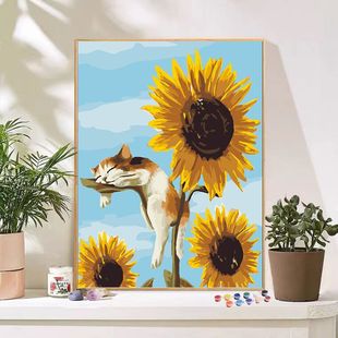 diy digital oil painting hand-painted filling oil painting Chinese style Persimmon simple painting decorative painting Chinese painting everything goes well