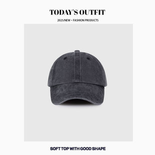 Men's Large Head Circumference Hat, Four-Season Sun Visor, Washed Denim Baseball Cap, Women's Face-Showing Small Old Gray Peaked Cap
