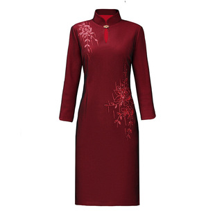 Middle-aged and elderly women's happy mother-in-law wedding banquet spring dress new mother-in-law wedding ceremony mother cheongsam dress western style classic dress