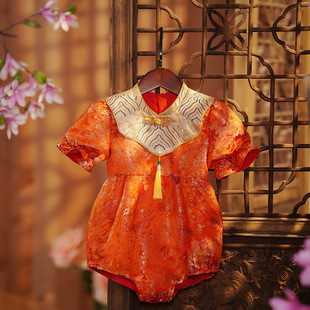 One-year-old Baby Girl's Full-length Bag Skirt Dress for One Hundred Days Banquet Baby's Birthday High-end Chinese Style Boys' Tang Dress