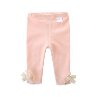 Baby Girl's Spring and Autumn Leggings Bow Cotton Stretch Outer Trousers Children's 2932