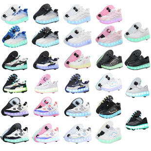 Cross-border foreign trade children's heloo shoes boys LED luminous shoes USB rechargeable girls outdoor sports student skates