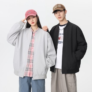 American Style Retro Solid Color Bomber Jacket Men's Spring and Autumn Loose Trendy Brand High Street Simple All-match Waterproof Casual Jacket