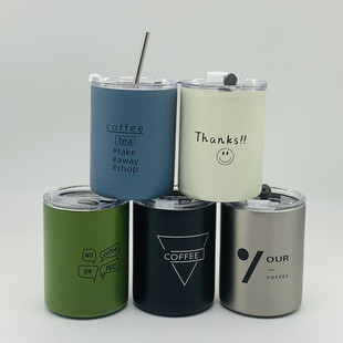 Coffee Thermos Cup for Girls, High-looking Water Cup, Industrial Style Popular 304 Stainless Steel Portable Straw Cup