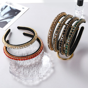 European and American style cross-border new multi-layer glass diamond headband headband Amazon Baroque trend full diamond foreign trade headdress