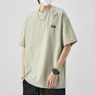 2024 New Short-sleeved T-shirt Boys American Style Fashionable Brand Half-sleeved Summer Thin Quick-drying Japanese Style Simple Fashionable T-shirt