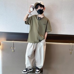 Children's Wear Boy's Summer Wear Sports suit 2024 New Style Big Children's Summer Handsome Summer Boy's Western Style Fashion Brand