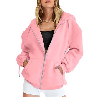 2024 New Sakura Powder Zipper Cardigan Jacket Amazon Independent Station Men's and Women's Explosions Zipper Hoodie in stock