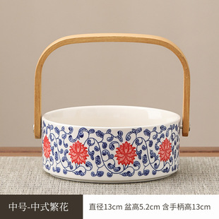 Dongnot Ceramic Fruit Basket Household Living Room Coffee Table Fruit Plate High Color Value Exquisite Fruit Plate Basket Fruit Basin