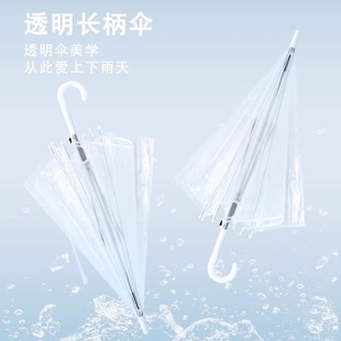 Transparent Umbrella Women's High-value Long Handle Folding Internet Celebrity Student Children's Straight Handle Small Fresh Ins Style Outdoor Portable