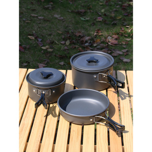 Cross-border Amazon Outdoor Cookware Camping Set Pot Camping Portable Hot Pot Combination Pot Picnic Non-stick Pot Cookware
