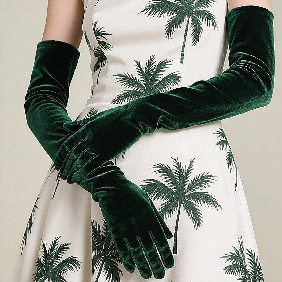 Cross-Border Velvet Stretch Evening Dress Warm Long Gloves Banquet Party Opera Velvet Gloves Long Style Prom