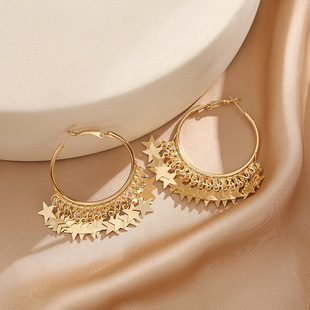 Europe and the United States cross-border fashion personality five-pointed star style net red earrings exaggerated series explosions factory hot earrings women