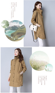 Stand Collar long sleeve breasted mid-length autumn shirt trench coat 2023 new cotton trench coat turtleneck coat for women 9696