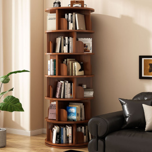 Solid Wood Rotating Bookshelf Simple Modern Multi-layer Storage Rack Study Storage Rack Floor Shelf Student Picture Book Rack