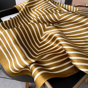 Fashion geometric striped silk scarf women's spring and summer simple business scarf women's gift high-end silk scarf wholesale