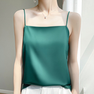 2025 Spring and Summer Silk Satin Women's New Short Slim-fit Sleeveless Elegant Inner Top Camisole