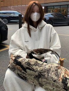 Pure cotton cotton composite 320g sports suit women's autumn and winter South Korea cross-border new sweater pants two-piece tide