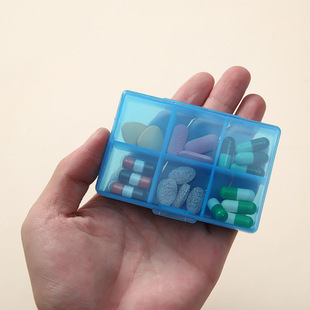 Transparent multi-color portable small medicine box portable mini sealed moisture-proof Medicine Reminder 1-Day 3-meal medicine packing box