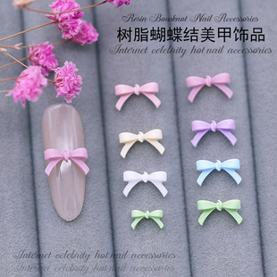 New mini bow nail accessories simple Macaron ribbon small size resin bow tie nail accessories wholesale