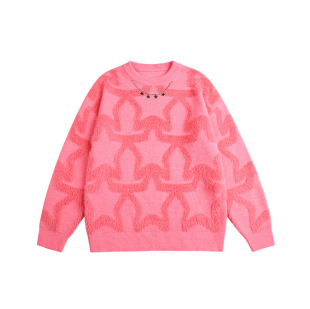 Belloch Fashion Brand 2024 Autumn and Winter New Star Jacquard Sweater Men's and Women's Loose Long Sleeve Couple's All-match Knitted Sweater