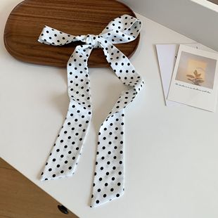 Korean-style Poll Dot Niche Silk Scarf Neck Tie Hair Ribbon Women's High-end Scarf Spring and Summer Thin Neck Protection Long Scarf