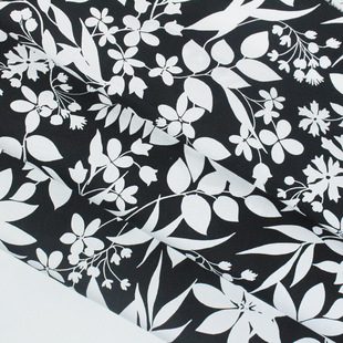 #6438 cotton 40*40 40D stretch poplin black white flower reactive printed woven women's fabric