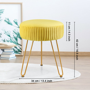 Source Factory Light Luxury Striped Household Dressing Table Living Room Indoor Metal Footstool Metal Stool Shoe Changing Stool