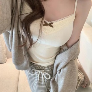 Bow pure desire style camisole women's Sexy Slim outer wear inner sleeveless bottoming top women's all-match underwear