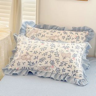 Single Pillowcase Ins Girl's Heart Princess Style Small Fresh Cute Solid Color Single Korean Style Lace Pillowcase Ann