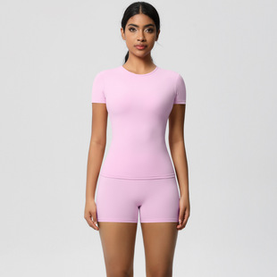 European and American Solid Color Tight Sanding Yoga suit Quick-drying Breathable Fitness Clothing Winter Outdoor Running Sports suit Women