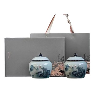 Ceramic tea jar sealed jar loose tea storage tea jar Chinese tea storage jar black tea green tea universal packaging empty gift box