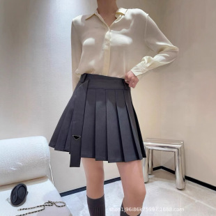 25 early spring new streamer pleated overskirt simple versatile
