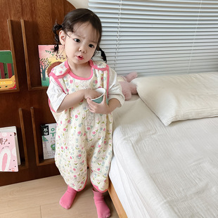 Children's Sleeping Bag Baby's Spring and Summer Air-conditioned Room Belly-protecting Vall-back Baby's Gauze Anti-kick-by Artifact Thin Breathable