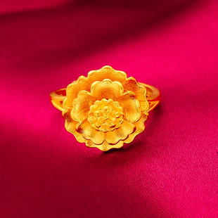 Wholesale Vietnam sand Gold opening ring Women's imitation gold three-layer flower index finger ring Bride wedding gold jewelry