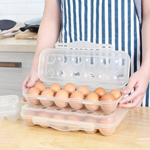 New Kitchen 12-Compartment Egg Box Refrigerator Plastic Fresh-Keeping Egg Storage Box Picnic Portable Egg Tray