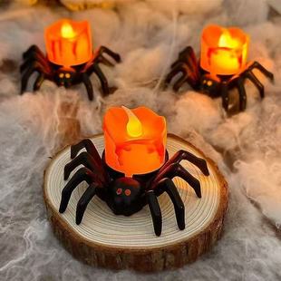 Halloween Pumpkin Lights Funny Spider Candle Lights Atmosphere Holiday Decoration Props led Ornaments Holiday Gifts