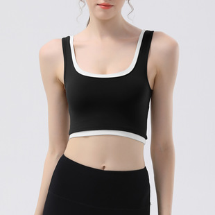 Cross-border Colorblock Sports Underwear Vest with Chest Pad Slim-fit Slimming Fitness Beautiful Back Breathable Quick-dry Yoga Bra for Women