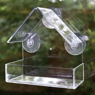 Cross-border Acrylic Birdcage Adsorption Bird Feeder Bird Feeder Pet Supplies Transparent Wall-mounted Bird Cage