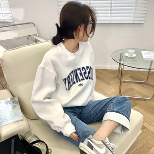 Thin Sweater Women's 2023 Autumn New Korean-style Round Neck Letter Printed Loose Student Jacket Women's Fashionable Coat