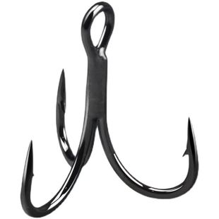 High carbon steel luya 6066 reinforced three hooks thick barbed three hooks coated black nickel anti-rust fish hooks wholesale
