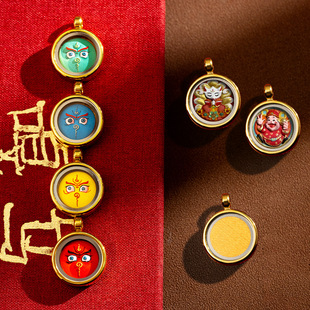Hand-Painted Thangka Da Bhadra Green Tara Yellow Wealth God Zhaliram Mini Pendant DIY Hand-Painted Thangka