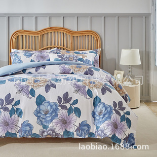 Old watch bedding foreign trade cross-border wholesale manufacturers printed flower leaves pastoral style quilt cover kit