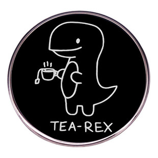 Tyrannosaurus tea brooch cartoon anime tea lovers pin badge metal alloy badge accessories