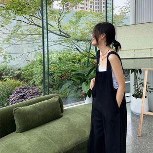 Ice Silk Wide-Leg Pants Women's New Summer Dape Strap Pants Loose Slimming Thin Hong Kong-style Casual Long Pants