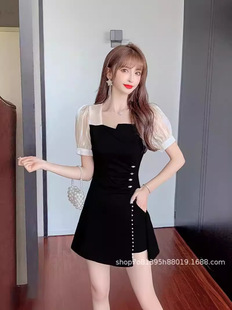2024 New Puff Sleeve Design Feeling Foot Bath Technician Work Clothes Daily Dress + Shorts Two-Piece Set
