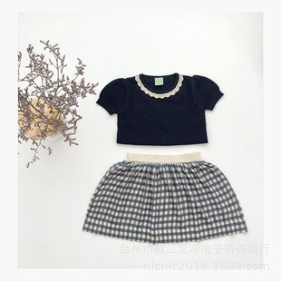2023 spring and summer new parent-child Mom's f * B soft cotton hollow knitted top