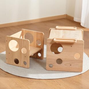 Solid Wood Children's Baby Multi-purpose Dining Table and Chair Montessori Weaning Table and Chair suit Children's Table and Chair suit